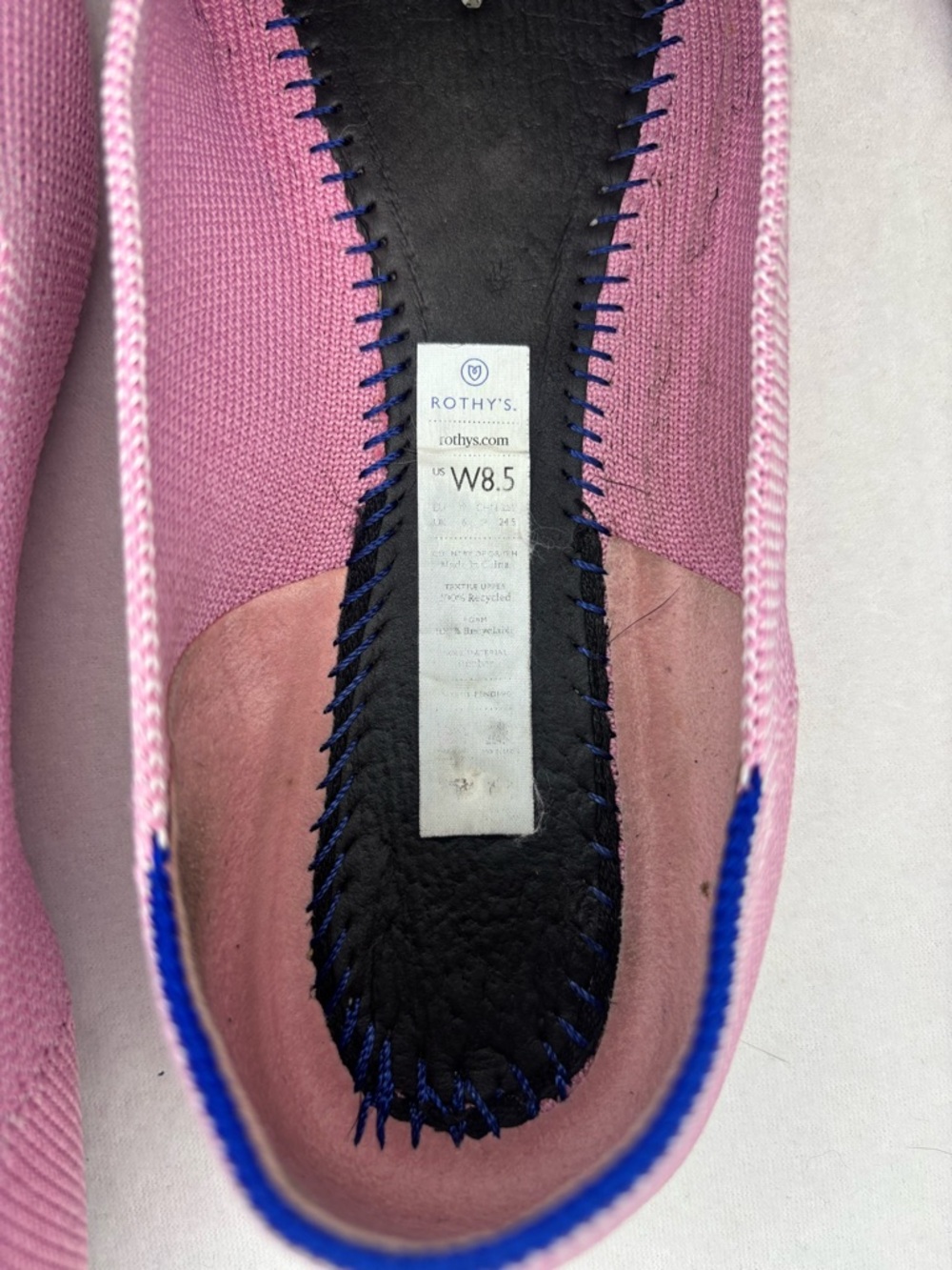 Rothy's Pink Knit Ballet Flats with Blue Trim - Picture 6 of 10